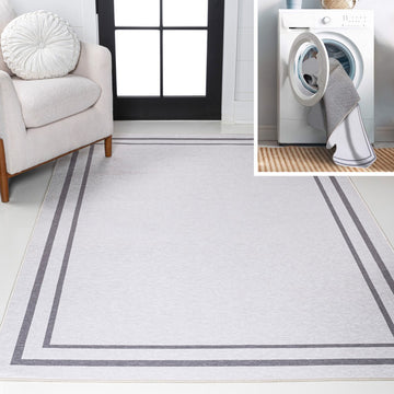 Sloane Classic 2-stripe Border Washable Area Rug